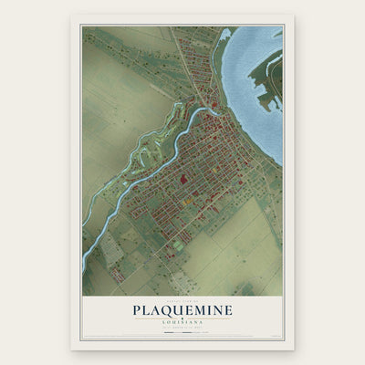 Plaquemine, Louisiana map print, the full design