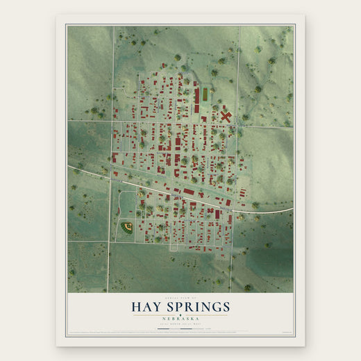 Hay Springs, Nebraska map print, the full design
