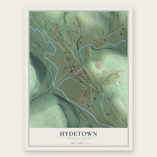 Hydetown, Pennsylvania map print, the full design