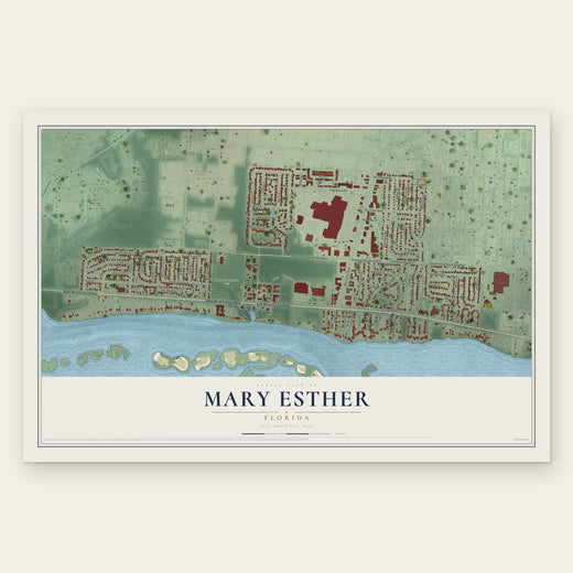 Mary Esther, Florida map print, the full design