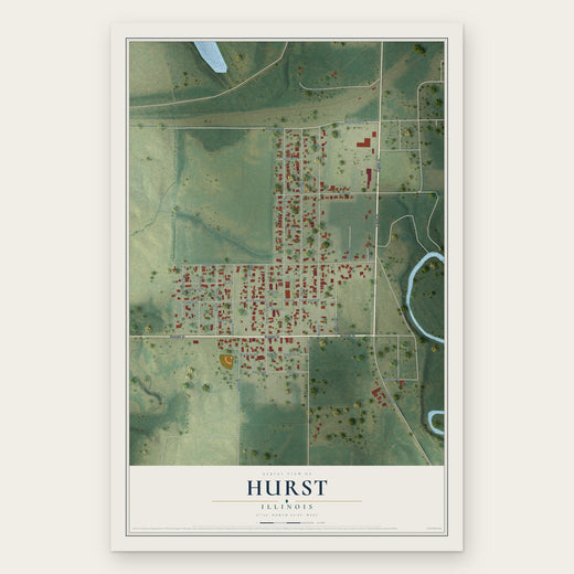 Hurst, Illinois map print, the full design