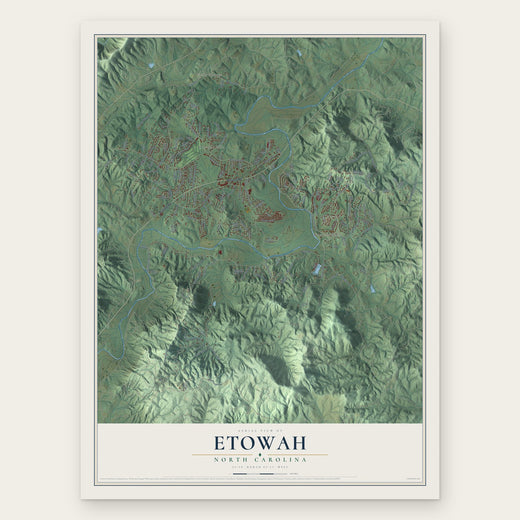 Etowah, North Carolina map print, the full design