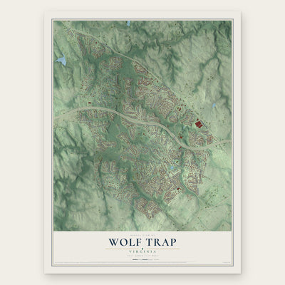 Wolf Trap, Virginia map print, the full design