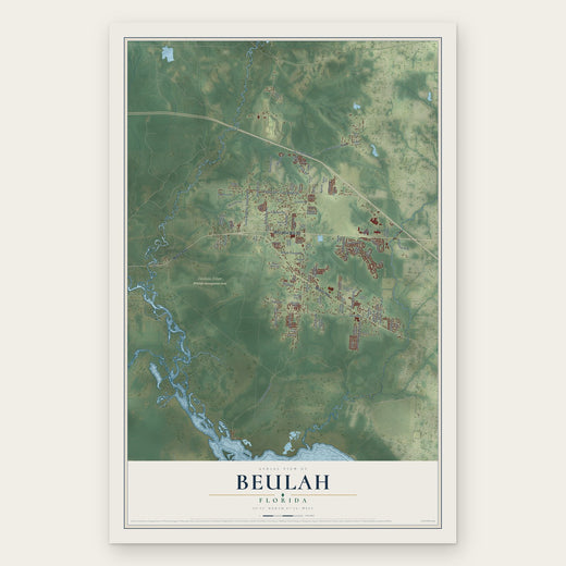 Beulah, Florida map print, the full design