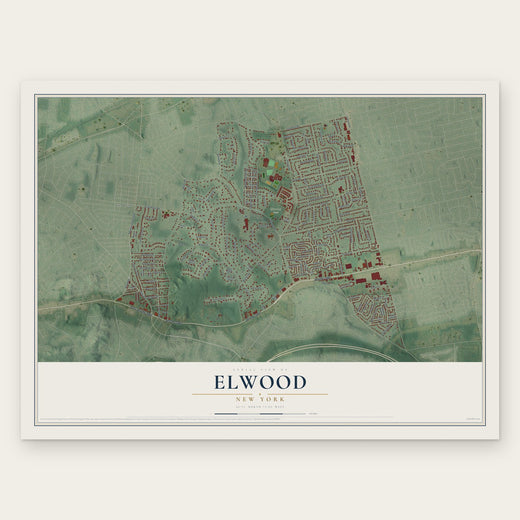 Elwood, New York map print, the full design
