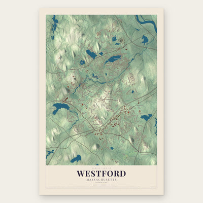 Westford, Massachusetts map print, the full design