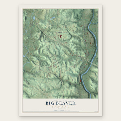 Big Beaver, Pennsylvania map print, the full design