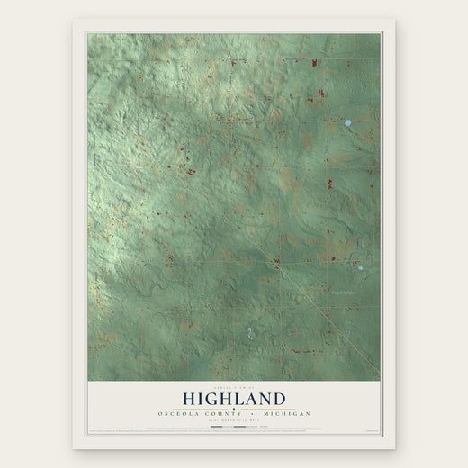 Highland, Osceola County, Michigan map print, the full design