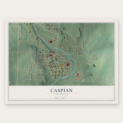 Caspian, Michigan map print, the full design