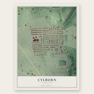 Cylburn, Maryland map print, the full design