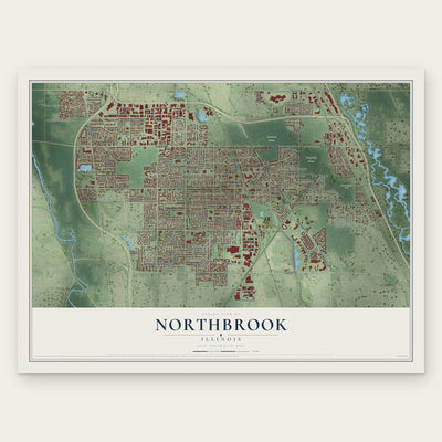 Northbrook, Illinois map print, the full design