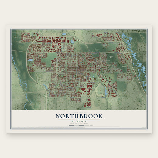 Northbrook, Illinois map print, the full design