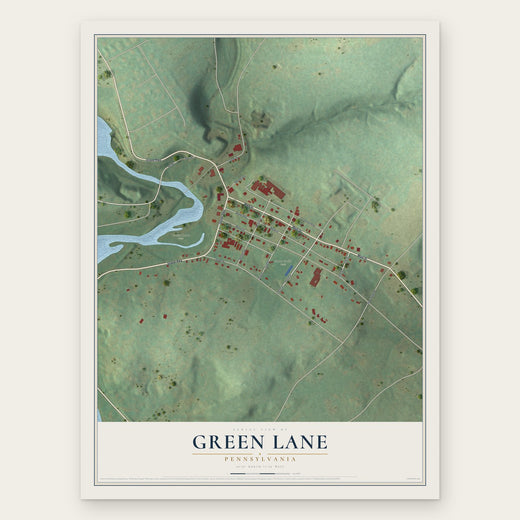 Green Lane, Pennsylvania map print, the full design
