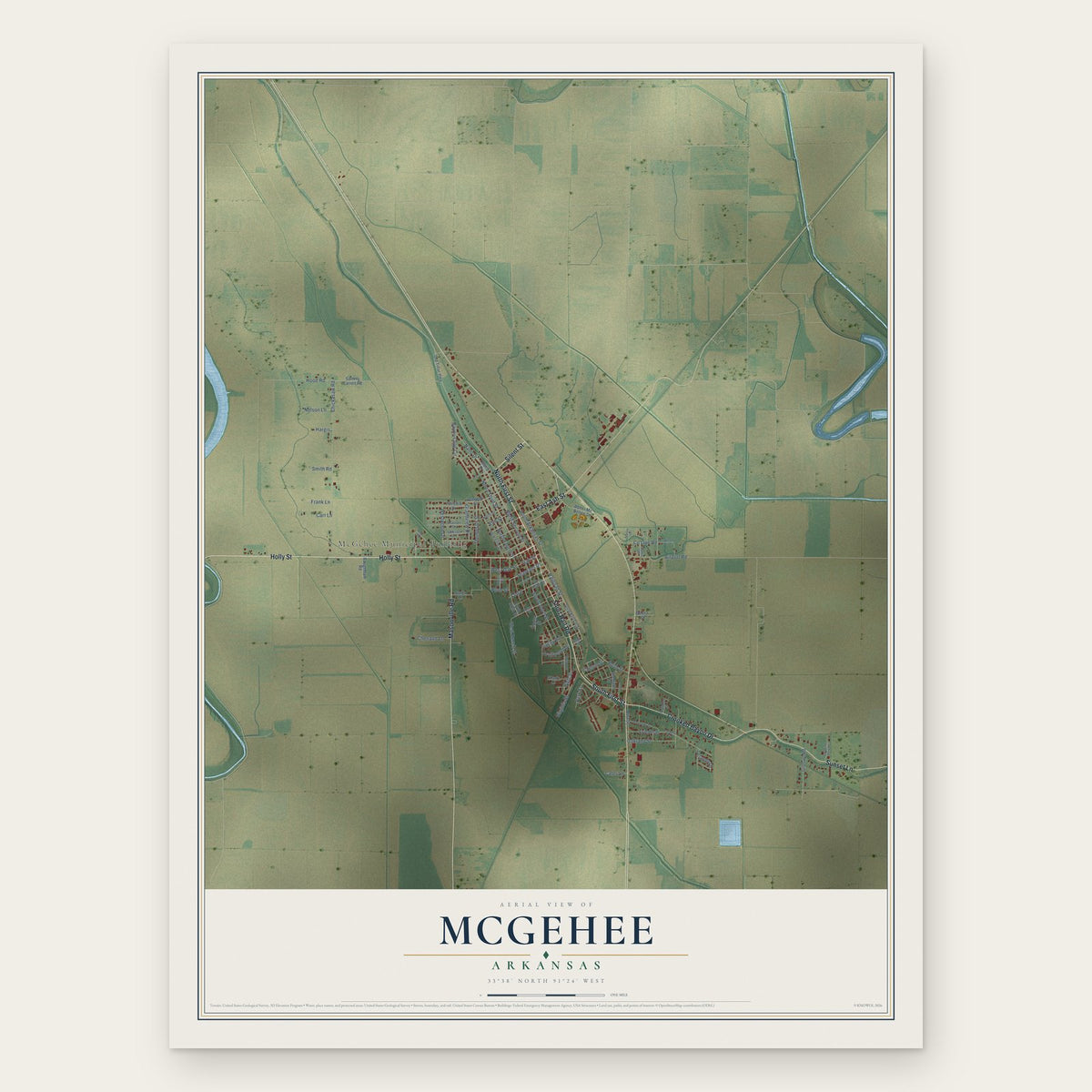 McGehee, Arkansas map print, the full design