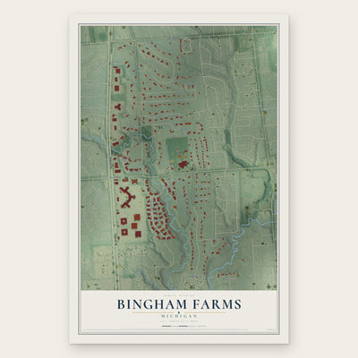 Bingham Farms, Michigan map print, the full design