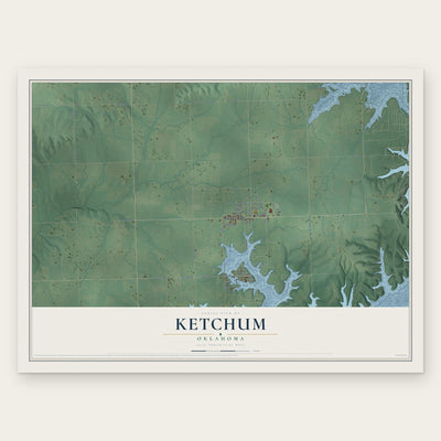 Ketchum, Oklahoma map print, the full design