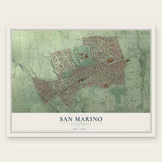 San Marino, California map print, the full design