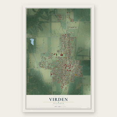 Virden, Illinois map print, the full design