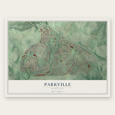 Parkville, Maryland map print, the full design