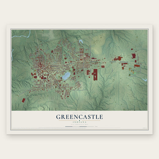 Greencastle, Indiana map print, the full design