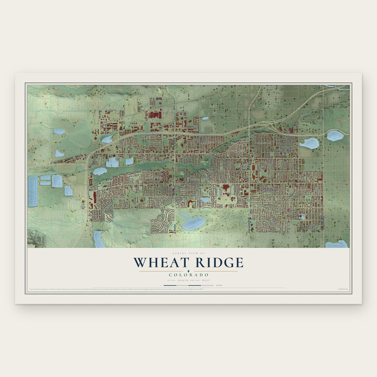 Wheat Ridge, Colorado map print, the full design