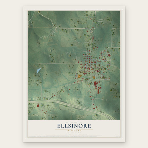 Ellsinore, Missouri map print, the full design