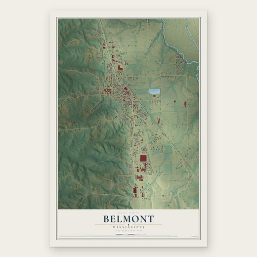 Belmont, Mississippi map print, the full design