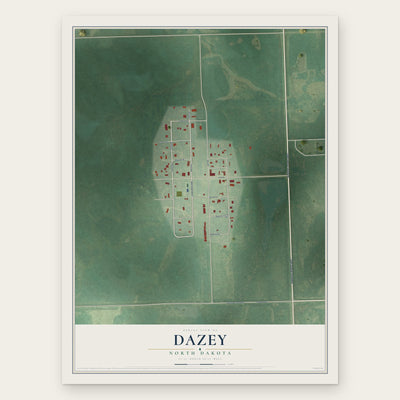 Dazey, North Dakota map print, the full design