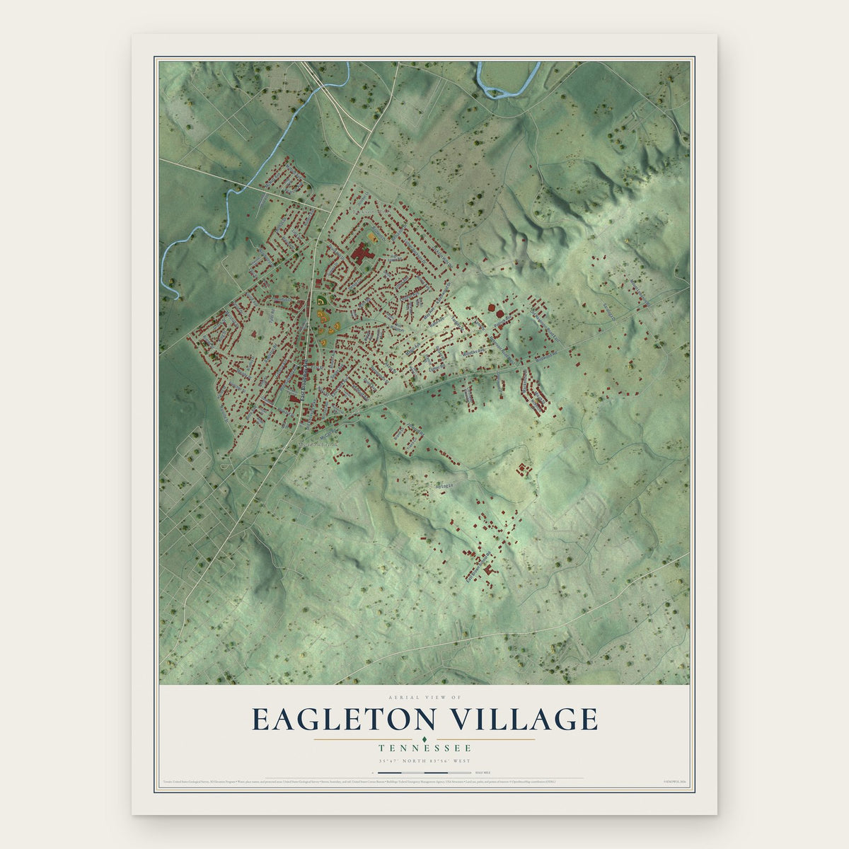 Eagleton Village, Tennessee map print, the full design