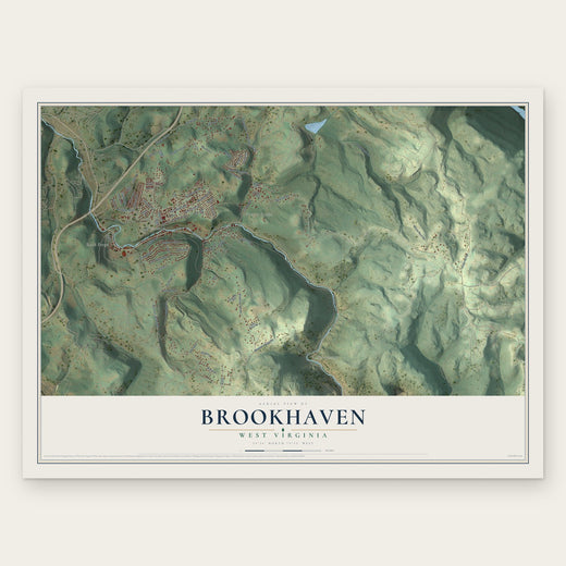 Brookhaven, West Virginia map print, the full design