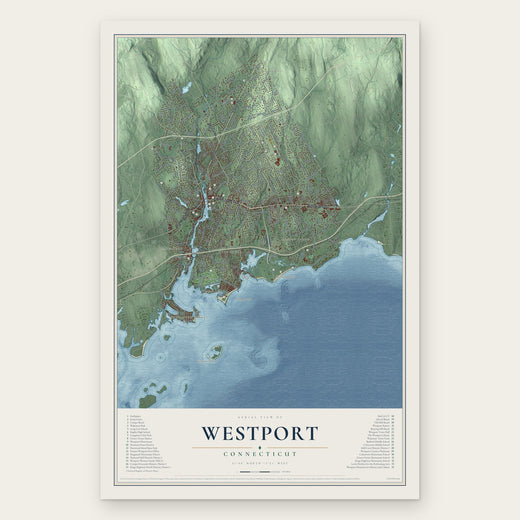 Westport, Connecticut map print, the full design