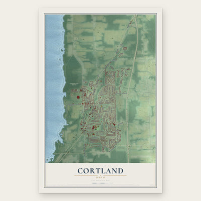 Cortland, Ohio map print, the full design