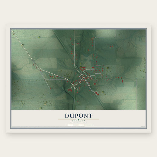 Dupont, Indiana map print, the full design