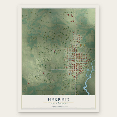 Herreid, South Dakota map print, the full design