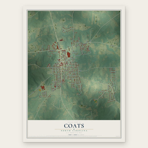 Coats, North Carolina map print, the full design