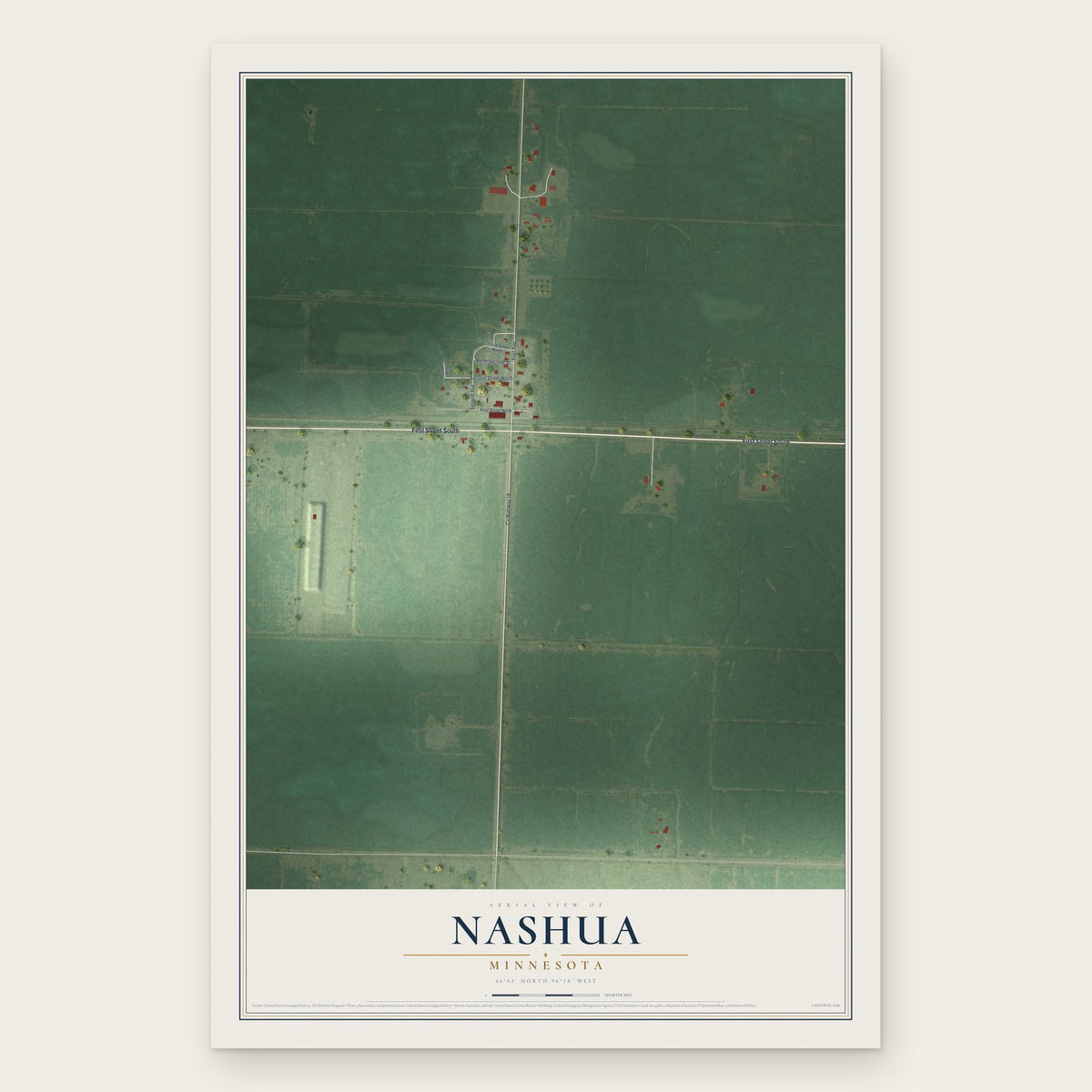 Nashua, Minnesota map print, the full design