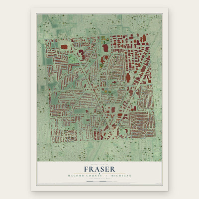 Fraser, Macomb County, Michigan map print, the full design