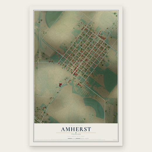 Amherst, Texas map print, the full design