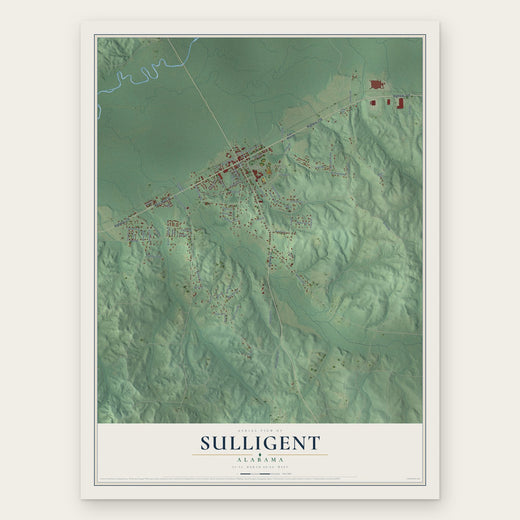 Sulligent, Alabama map print, the full design