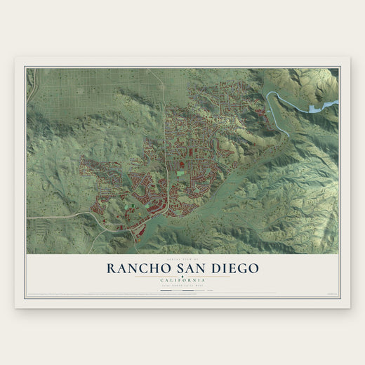 Rancho San Diego, California map print, the full design
