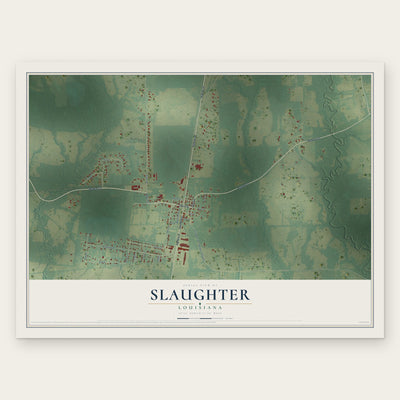 Slaughter, Louisiana map print, the full design