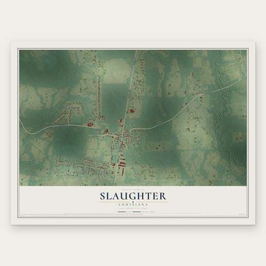 Slaughter, Louisiana map print, the full design
