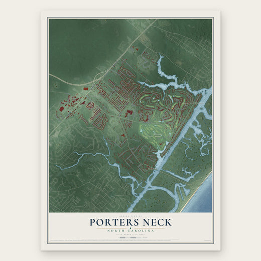 Porters Neck, North Carolina map print, the full design