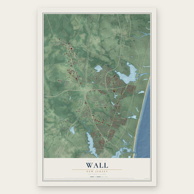 Wall, New Jersey map print, the full design