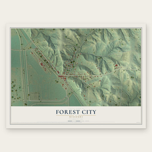 Forest City, Missouri map print, the full design