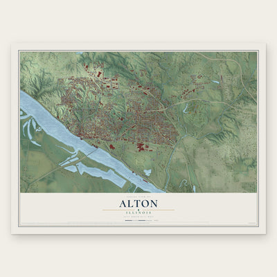 Alton, Illinois map print, the full design