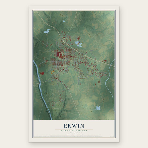Erwin, North Carolina map print, the full design