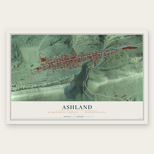Ashland, Schuylkill County, Pennsylvania map print, the full design