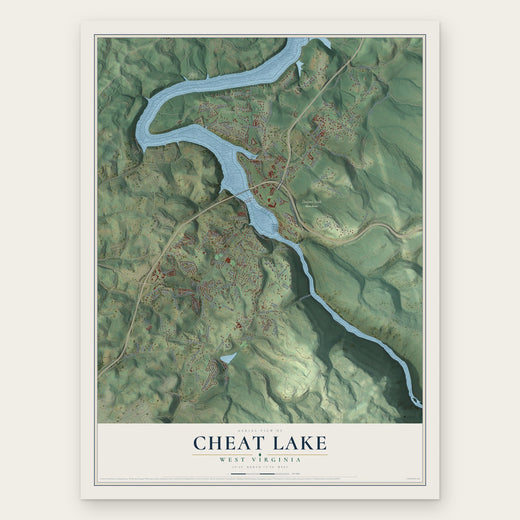 Cheat Lake, West Virginia map print, the full design