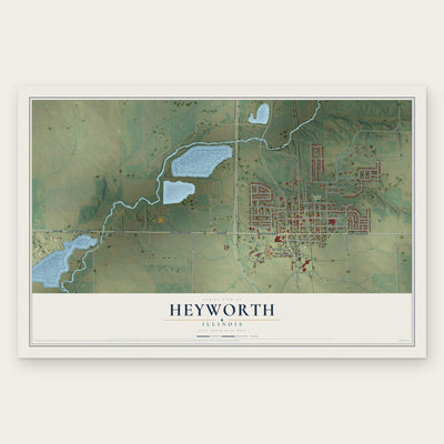 Heyworth, Illinois map print, the full design